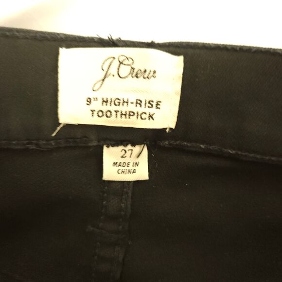 J Crew Womens 27 Black 9" High Rise Skinny Toothpick Jeans Cotton Blend - Picture 3 of 7